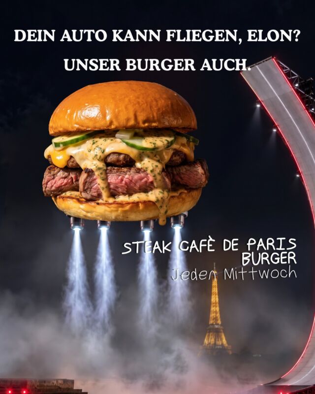 Elon, ganz nett. Aber kann dein Roadster Café-de-Paris-Sauce? 🚀🍔

Unser Steak Café de Paris Burger hebt jeden Mittwoch ab – mit saftigem Steak, Beef-Patty, Käse und ordentlich Sauce.
Kein Führerschein nötig. Nur Hunger.

📍 Jeden Mittwoch bei den Blutsbrüdern in Oßweil.

#Blutsbrüder #BurgerMittwoch #Ludwigsburg